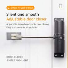 Lightweight Aluminum Alloy Automatic Door Closer, Adjustable Damping Pulley, Home Use Self-Closing Device