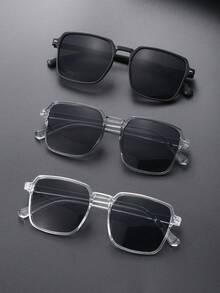 3pcs Classic Plastic Frame Square Eyeglasses, Fashionable Eyewear Combo Suitable For Daily Wear - Multicolor - View 3