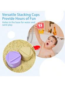 9pcs Baby Stacking Cups, Children's Sorting Scientific Educational Cognitive Enlightenment Learning Toys, Numeric & Alphabet Pattern Stacking Cups, Cartoon Bear, Attention & Recognition Training, Soft Building Blocks, 6 Months Baby Toys, Toddler Toys - Multicolor - View 6