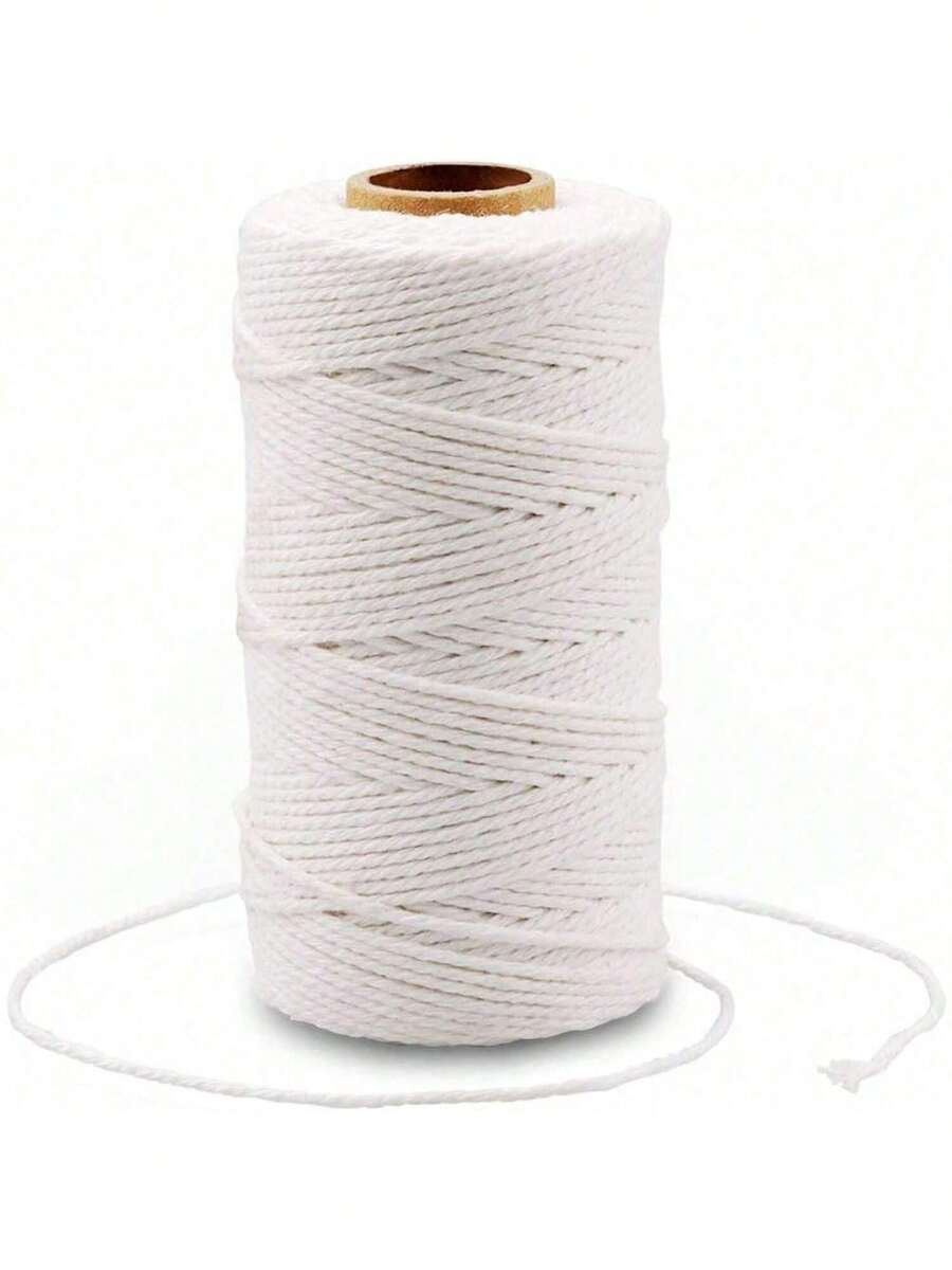 1-5mm weiße gerollte natürliche Makramee-Schnur, Handtasche Aufbewahrungstasche gewebtes Handwerk DIY Material, Verpackungsschnur, Anhänger-Schnur, dekorative Bindeschnur, naturfarbenes Garn - Beige - Übersicht 1