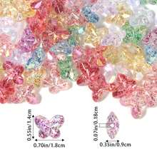 30pcs Mixed Color Transparent Acrylic Cut Surface Onion Powder Fantasy Color Butterfly Beads DIY Jewelry Making Keychain Mobile Phone Chain Mobile Phone Case Car Hanging Accessories Decoration Crafts - Multicolor - View 2