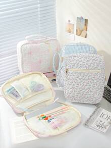 1 件装大容量印花图案便携式防尘书套 时尚蝴蝶结圣经套 女士书籍保护套 绗缝圣经袋 印花圣经收纳袋 带提手绗缝收纳袋 书籍保护套 家用收纳袋 带拉链口袋和提手，圣经学习用品 教师礼物 返校礼物 女孩可爱生日礼物