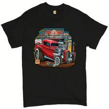 Camiseta de Hot Rod Garage para hombre, diseño retro de coche de carreras de aceleración - Negro - Ver 1