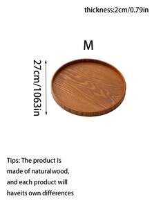 1pc Wooden Tray With Raised Edges (8.2", 10.6", 11.8"), Round Non-Slip Tea/Coffee/Snack Plate, Suitable For Holding Food, Snacks, Beverages, Sushi, Steak, Pizza, Desserts, Cakes, Bread, Breakfast, Coffee, Tea, Cold Cuts, Kitchen Supplies, Christmas Gift, BBQ Party - Mocha Brown - View 8