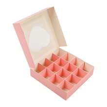 6PCS Valentine's Day Heart Design Chocolate Candy Paper Boxes With Inserts Party Favour Divider 16-Compartments Treat Box With Window