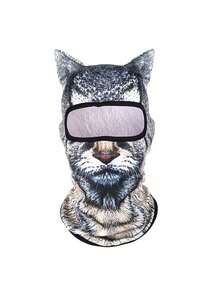 1 pièce/2 pièces Masque facial unisexe imprimé animal 3D, chapeau de sport nautique amusant pour l'extérieur, couvre-tête de protection solaire en forme d'animal (chat, chien), convient pour un usage quotidien, les voyages, la randonnée, le ski - Multicolore - Voir 3