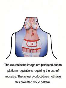 1件印花系带围裙，创意围裙，性感女士围裙，个性化围裙，防水无袖圆领围兜围裙，女士性感围裙，趣味厨房围裙，适合乔迁派对、圣诞节礼物交换 - 多色 - 查看 17