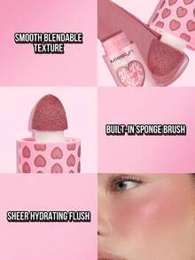 MISSLYN-Flirty Blush Liquid Blush, 1pc, High Pigmentation Liquid Blush, Coquette Cutie Shade, Long-Lasting Color, Brightens Complexion, White-Based, Matte/Dewy Finish, Heart-Shaped Gift, Winter Essential, Brand Makeup, Facial Makeup, For Women & Girls, Perfect For Winter, Y2K Style, Fashionable, Birthday Gift, Best Gift, Valentine's Day Gift, Party Essential, New Year Gift, Best Color, Cruelty-Free & Vegan - #14 - 查看 3