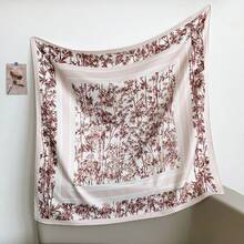 1 Stück Damen Seiden-Satin Bambus Muster Quadratischer Schal, orientalisches Vintage Muster vielseitiges Hals-/Kopftuch Accessoire