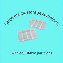 1pc Multi-Function Transparent Plastic Storage Box With Removable Dividers - Ideal For Storing Jewelry, Crafts And Small Parts - Clear - View 7