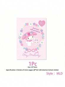 Sanrio 1Pc Kuromi Hello Kitty Notebook Cinnamoroll My Melody Hand Book Note Paper Cartoon Memo With Stickers For Gift Toys(Some Parts May Be Random) - Multicolor - View 13