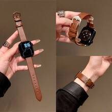 时尚简约的苹果风格纯皮表带，尺寸可自由调节 | 简洁时尚的设计，兼容 Ultra/SE/Series 11/10/9/8/7/6/5/4/3/2/1 | 适用于 38mm、40mm、41mm、42mm、44mm、45mm、46mm 和 49mm 表盘尺寸