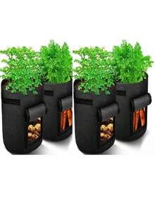 4 أكياس لزراعة البطاطس مع غطاء قابل للقلب، سعة تقريبية 25 لتر و 35.7 لتر، مع مقابض ونوافذ للحصاد، مناسبة لزراعة البطاطس والطماطم والخضروات الأخرى. باللون الأسود والرمادي، مناسبة لزراعة البطاطس، الزراعة الداخلية، بتصميم عصري قابل للطي، من قماش غير منسوج قابل للتنفس، أصص زراعة الخضروات سهلة الحركة، مع مقابض مقواة وأغطية قابلة للقلب للحصاد. - متعدد الألوان - مشاهدة 19