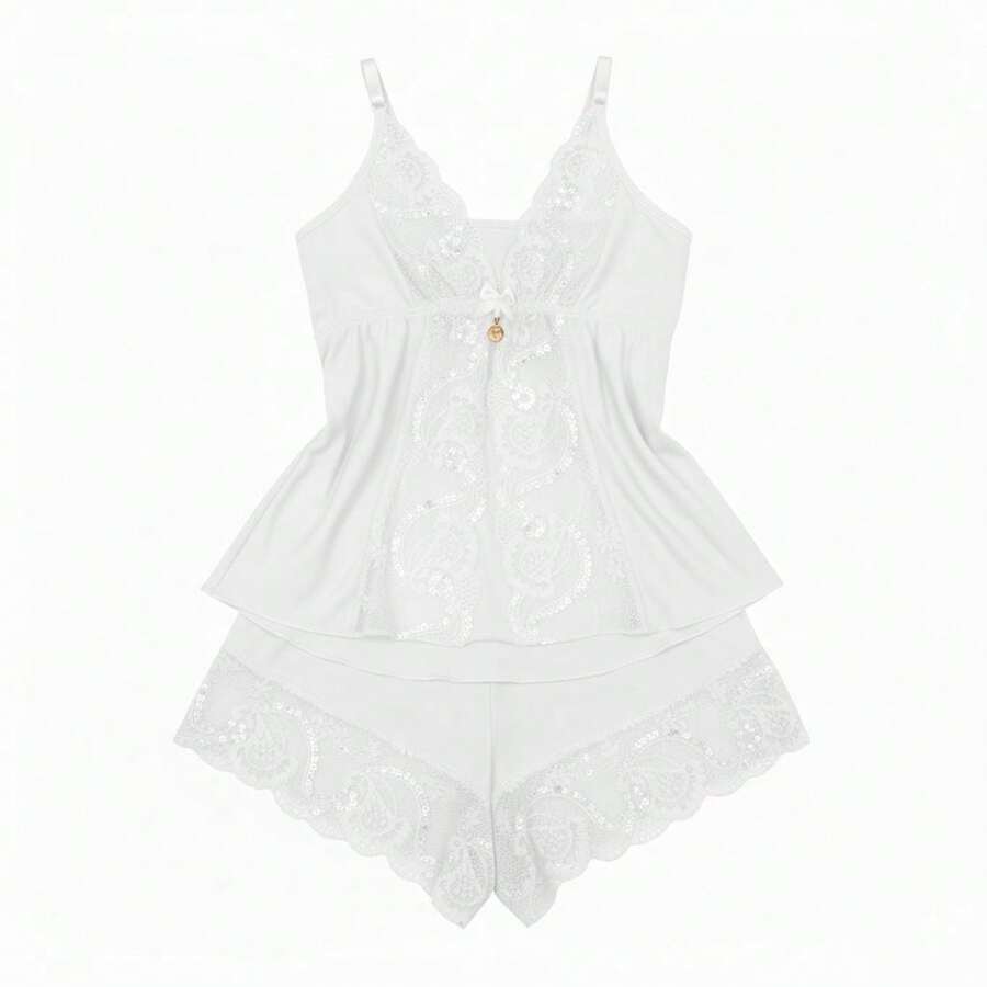Pijama Conjunto Baby Doll Com Renda Bicolor Microfibra Sexy Grazi marca DNA