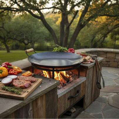 Disco de Arado Grande Tacho Porçoes Em Geral Alça De Madeira 35 CM