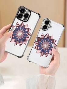 Lujo Ligero Estilo y BellezaEstrella USAFunda de Teléfono Transparente de Color Plata con Protección en las Cuatro Esquinas Compatible con 17PROMAX 17PRO 17Air 17 16PROMAX 16PRO 15PROMAX 15PRO y Todo - transparente - Ver 4