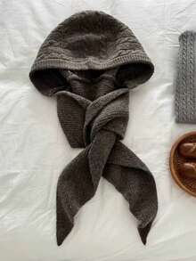 1 Stück Damen Einfarbig Gestrickter Schal & Mütze Set, Neue Mode Sturmhaube, Lässiger vielseitiger gestrickter Halswärmer Schal, Herbst/Winter Kältebeständige Warme Beanie, Geeignet für den täglichen Gebrauch