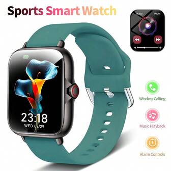 新款男女通用智能手表，支持通话/接听，追踪步数/卡路里/距离，多种运动模式，闹钟/来电/信息提醒，1.83英寸全触控屏幕，兼容安卓系统，是圣诞节、新年、情人节及其他节日的理想礼物。