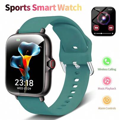 Ny smartklocka för unisex, stöder samtal/svar, spårar steg/kalorier/distans, flera sportlägen, larm/samtal/meddelandeaviseringar, 1,83" full pekskärm, kompatibel med Android, perfekt present till jul, nyår, alla hjärtans dag och andra högtider