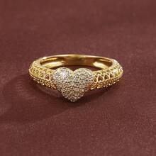1 chiếc nhẫn nữ hình trái tim tối giản thời trang đính đá Cubic Zirconia, quà tặng cặp đôi ngày Valentine. - Nhiều màu - Xem 5