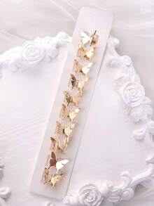 10个金色豆形发夹，小发卡，女孩发饰，金属蝴蝶装饰，欧美风编织发饰 - 金色 - 查看 6