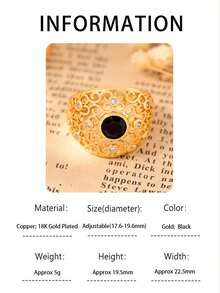 Anel vintage de cobre com zircônia sintética e design geométrico clássico, em tom dourado, joia de luxo para mulheres, perfeito para casamentos, banquetes e celebrações do Ramadã, acessório para todas as estações, joia vintage.