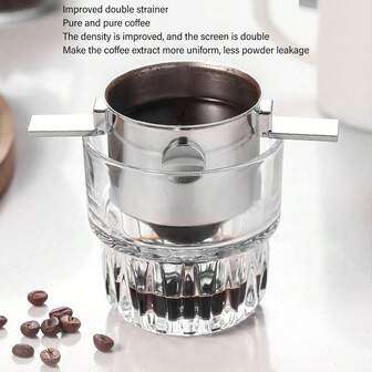 Filtro de café portátil, filtro de malla fina de acero inoxidable reutilizable, filtro de goteo lento para café o té, adecuado para viajes, campamentos y uso en la oficina, regalo, presente, celebración