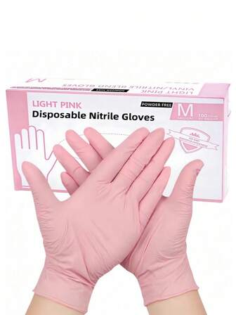 100pcs/Pack Disposable Nitrile Gloves, Powder-Free, Durable, Suitable For Household And Kitchen Cleaning, Latex-Free, Knitted Cuff, Applicable For Kitchen, Bathroom, Living Room Chores, Painting, Outdoor Travel And Home Tool Use, Multi-Purpose Gloves (Bagged)