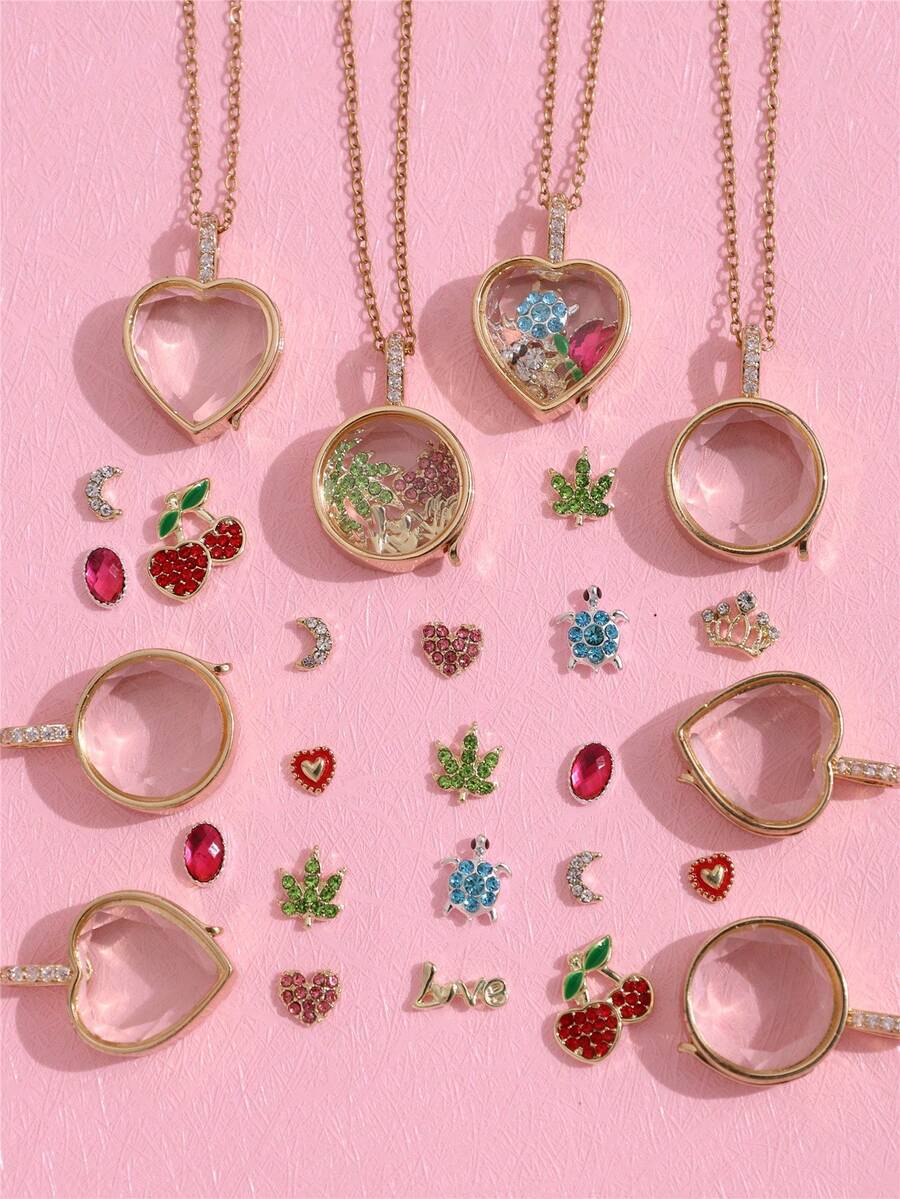 Dây chuyền ảnh tự làm hình trái tim trong suốt, có thể kết hợp tự do với các phụ kiện nhỏ ý nghĩa, phù hợp cho nữ (Không bao gồm hộp).