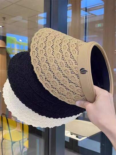 1顶夏季新款蕾丝镂空遮阳帽，女士户外旅行时尚多功能防晒帽，适合徒步、休闲、钓鱼、娱乐等场合。