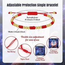 MJartoria - Pulsera de cuerda roja ajustable, trenzada, hecha a mano, pulseras de buena suerte, regalos para mujer - Rojo-Fino+Perlas - Ver 6