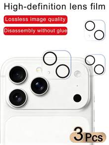 3pcs Apple Camera Lens Protector Film, Compatible With IPhone 17/16e/16 Plus/16/16 Pro Max/16 Pro/15 Pro Max/15 Pro/15/15 Plus/14 Pro Max/14 Pro/14/14 Plus/13 Pro Max/13/13 Pro/13 Mini/12 Pro Max/12/11/11 Pro - Black - View 15