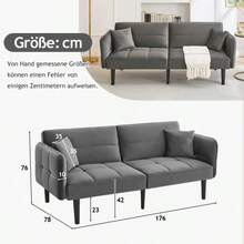 2-In-1 Adjustable Sofa Bed – Two-Seater With Velvet Upholstery, Foldable Armrests & Sleeping Function, Ideal For Small Spaces - Grey - View 3