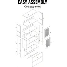 Rattan Bookshelf Ladder Shelf With 2 Doors Rectangle Freestanding Open Storage Bookcase Rack Organizer Storage Display Shelves Ideal For Library Meeting Room Office Study Natural - LadderShelfwith2Doors - View 7