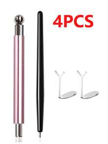 4件套猫眼磁铁套装 - 黑色珠子磁性凝胶指甲油笔和心形磁铁，适用于美甲、猫眼美甲，非常适合居家DIY和美甲设计 - 彩色 - 查看 8