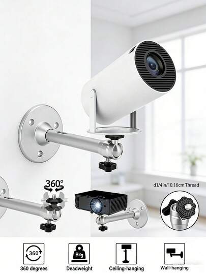 Soporte de aleación de aluminio de alta resistencia para cámara/proyector, rotación y inclinación de 360°, montable en pared/techo | Brazo oscilante ajustable, capacidad de carga de 5 kg, fácil instalación, adecuado para cámara IP/CCTV/mini proyector/microcámara | Soporte de monitoreo doméstico/de oficina resistente y estable