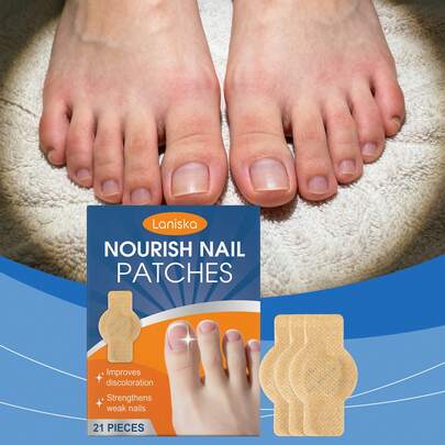 1 caja de 21 piezas de pegatinas para el cuidado de las uñas, cuida suavemente tus uñas, haciéndolas suaves y que se ajusten de forma natural a la superficie de la uña. Estas cómodas pegatinas de cuidado son fáciles de llevar y no se caen fácilmente.