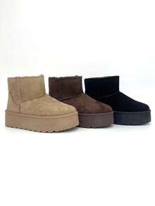 Giày đi tuyết nữ mùa Thu/Đông 2024 mới, kiểu dáng slip-on, đế dày, giày lót bông đa năng thích hợp cho hoạt động ngoài trời. - Nâu YY258-2 - Xem 9