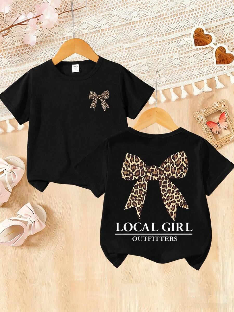 LOCAL GIRL Showcases Pattern Prints, Featuring Round-Neck T-Shirts Suitable For Toddlers, Soft And Comfortable Short-Sleeved T-Shirts, And Perfect Daily Casual And Comfortable Combinations. Multiple Colors Are Available - màu đen - Xem 1