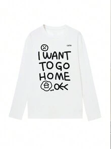 A Round Neck Short Sleeve T-Shirt With A Stylish White Lettering Print, A Loose Top That Goes Well With Summer Fashion - trắng - Xem 3