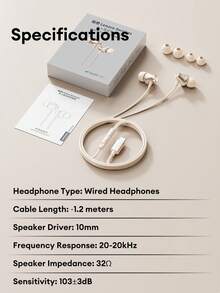 Lenovo 联想 YF37 有线入耳式耳机，3.5mm 和 Type-C 接口，Hi-Fi 音质，环绕立体声，适用于音乐、游戏，配备降噪麦克风，佩戴舒适，便捷的线控，兼容智能手机和平板电脑。 - 紫色 - 查看 12