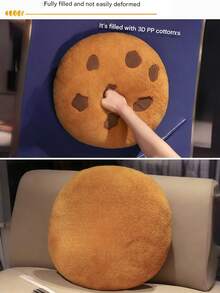 1pc Cookie Shaped Decorative Throw Pillow, Interesting Accent Cushion For Seat, Bed, Sofa, Suitable As Holiday Or Birthday Gift - Coffee - View 4