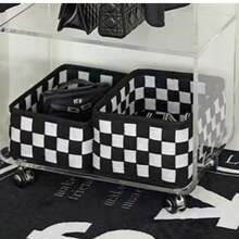 1pc/2pcs/3pcs Felt Storage Boxes, Korean Design Hot Selling Storage Organizer, Suitable For Back To School Season, Home Decor, Large Capacity For Clothes, Toys, Books, Random Style Delivery - Black and White Grid - View 24