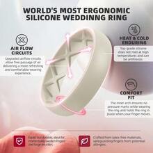 Egro Diseño ergonómico de arco interior anillos de silico para mujer con medias tallas alianza de boda de silico para mujer 5 5 mm de ancho y 2 mm de grosor - A3NegroVerdeAzulNubladoBeigeCremaBlanco - Ver 2