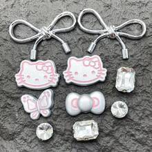 Sanrio 5 sztuk srebrnych motyli i wzorów kotów, odpinane, dekoracyjne akcesorium do chodaków/drewnianych chodaków