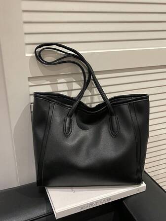 1 pieza Bolso de mano de mujer minimalista y de moda de unicolor y gran capacidad, adecuado para compras, ir al trabajo y uso diario