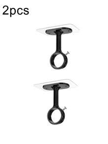 2pcs Ceiling Curtain Rod Brackets, No Drill Top Mount Curtain Rod Holders, Heavy Duty Self-Adhesive Curtain Rod Clips, Adjustable Curtain Hooks Fit 1.2 Inch Diameter Rods, For Closet Bedroom Bathroom Kitchen Apartment Curtain Rods - Multicolor - View 10