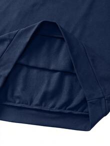 Men's Casual Loose Half-Zip Collared Pullover Pullover Sweatshirt, Street Style, Autumn/Winter - Navy Blue - View 4