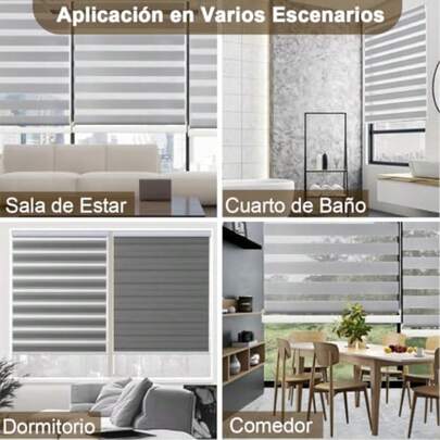 Persiana Enrollable para Ventana Roller Blinds para Ventanas Impermeable Doble Capa Persiana Horizontal Moderna Privacidad Pretection para Visión Noche Día Baño Cocina Sala de Estar 180*100cm