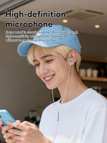 Lenovo 联想 YF37 有线入耳式耳机，3.5mm 和 Type-C 接口，Hi-Fi 音质，环绕立体声，适用于音乐、游戏，配备降噪麦克风，佩戴舒适，便捷的线控，兼容智能手机和平板电脑。 - 藍色 - 查看 6